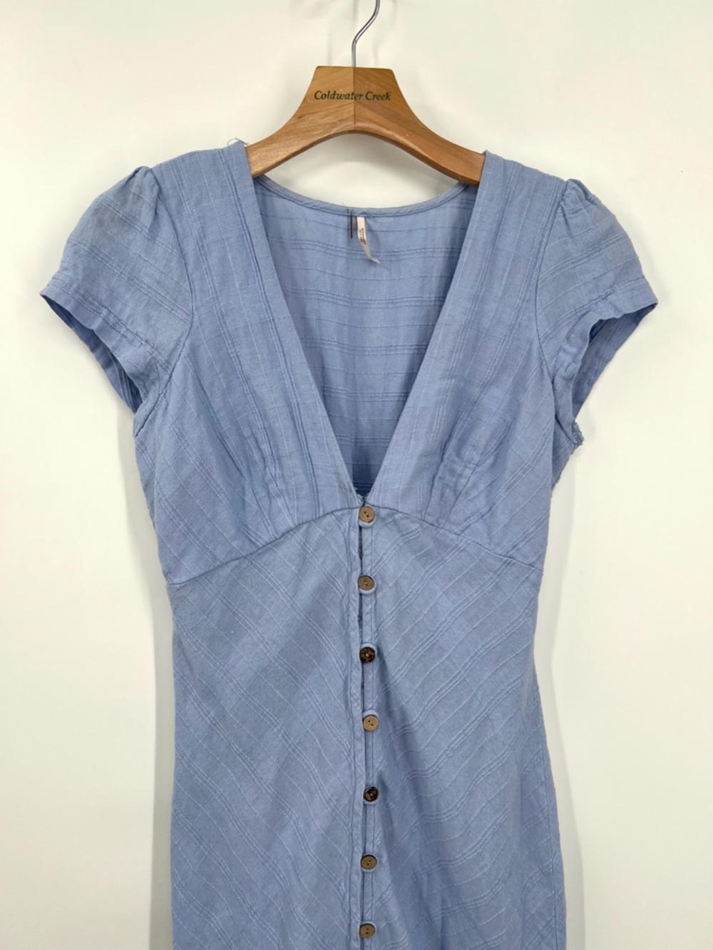 Free People Blue New in Town Midi Dress Button Front in Summer Song Small - Picture 3 of 7